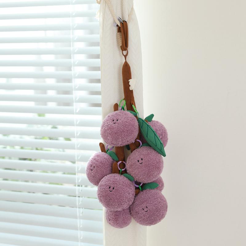 Kawaii Fruits Strings Plush Toy Detachable Soft Grape Litchi Tomato Gold Coin Pendant Toys Creative Curtain Hangging Party Decor