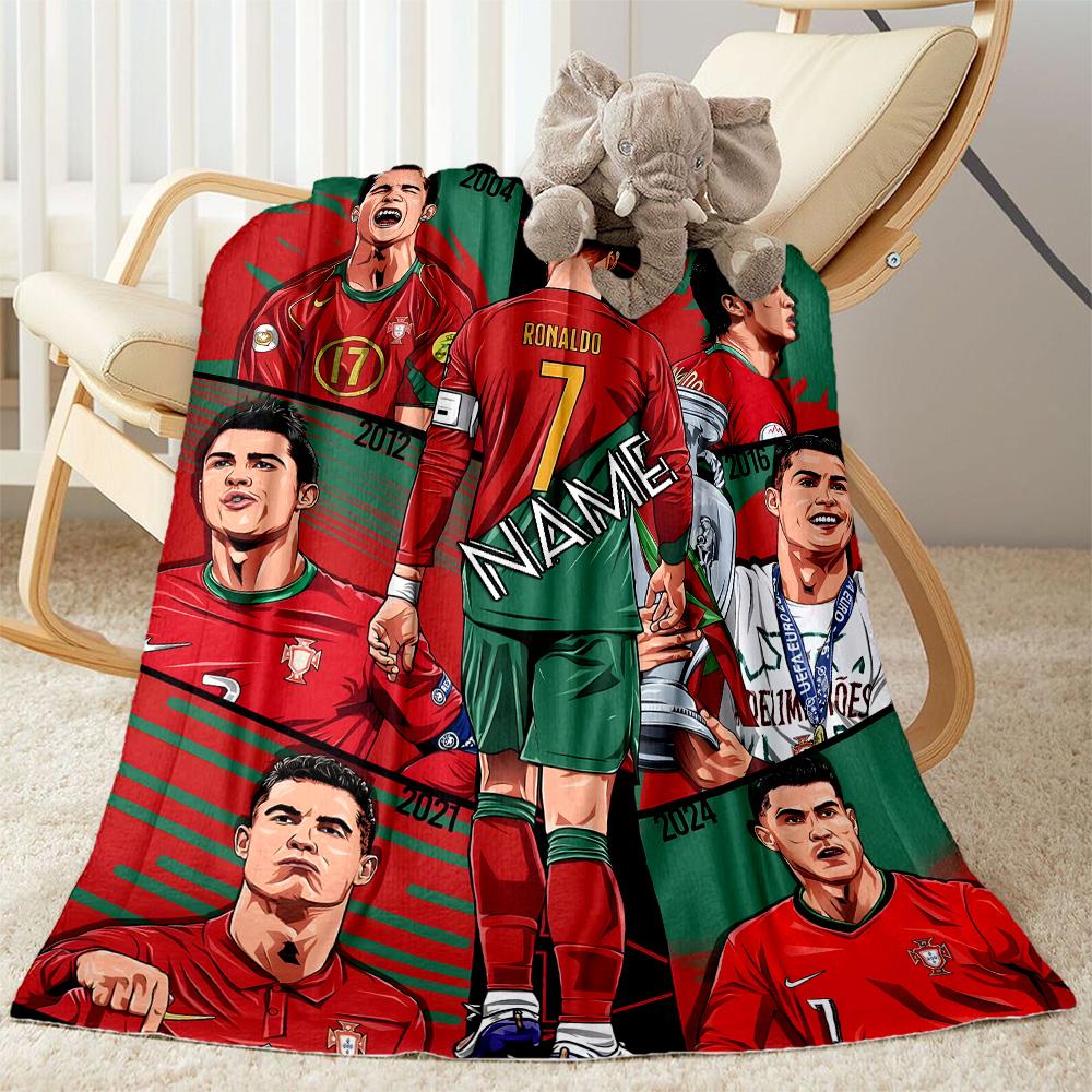 Ronaldo Legacy Celebration Personalized Text Blanket Throw Personalized Blanket Ultra-Soft Great for Chair Nap Picnics Bed All-Season Use