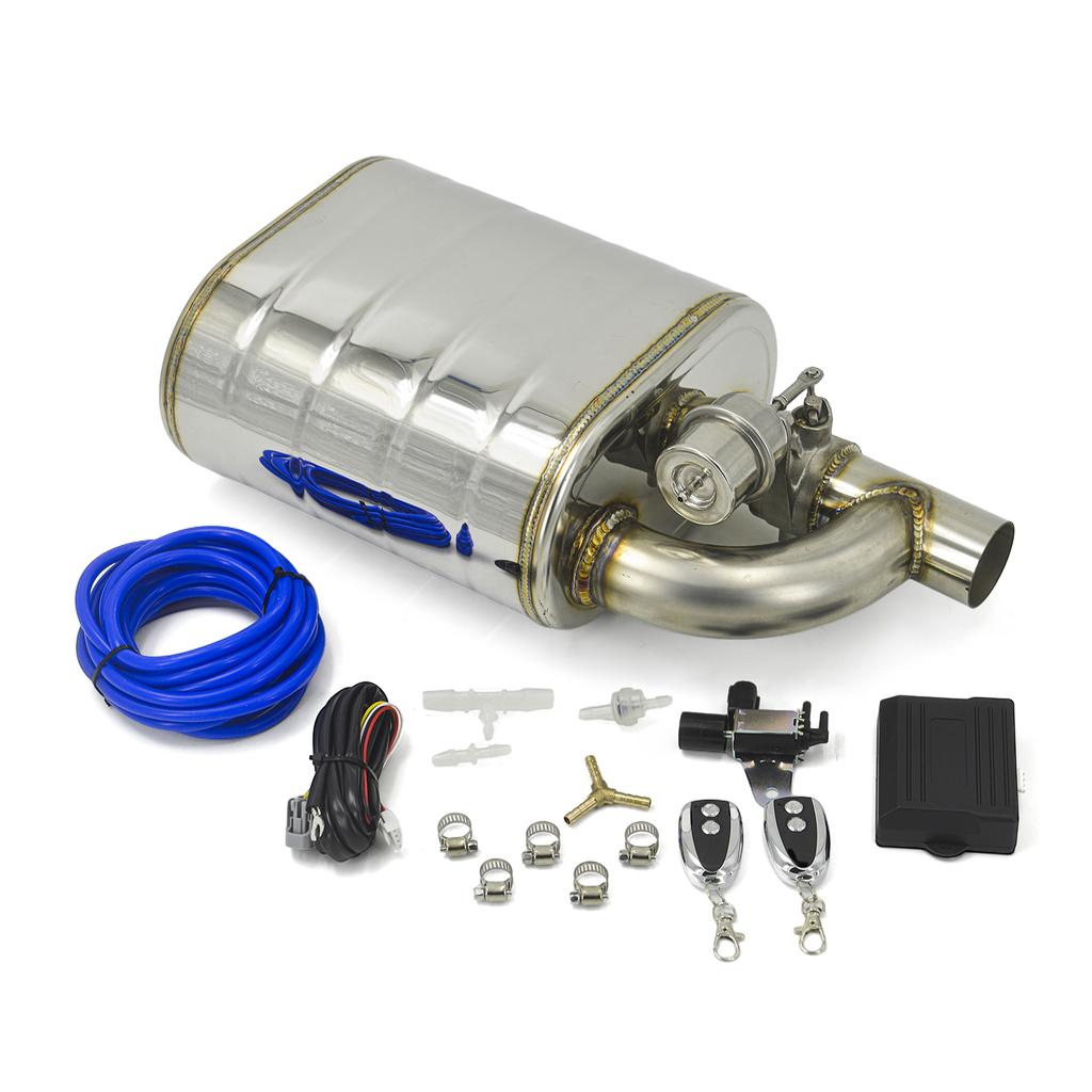 2/2.5/3 Inch Universal Exhaust Muffler Stainless Steel single inlet single outlet Vacuum Muffler Pump Cutout Valve Control Sets