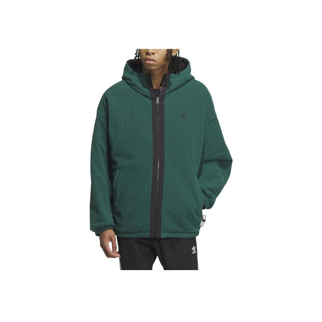 Adidas Originals Jachetă de Bumbac cu Glugă cu Mânecă Lungă Reversibilă cu Logo Brodat Bărbați Îmbrăcăminte Exterioară Negru IU4785