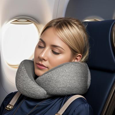 1pc Travel Pillow Pure Memory Foam Neck Pillow Comfortable And Breathable Cover Machine Washable Airplane Travel Kit For Flying Office Car