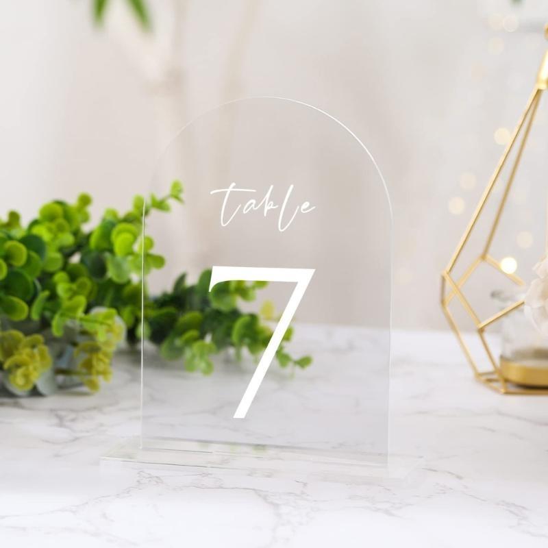 5 Set DIY Acrylic Blank Wedding Table Sign with Holder Event Party Signs Supplies for Christmas Birthday Party