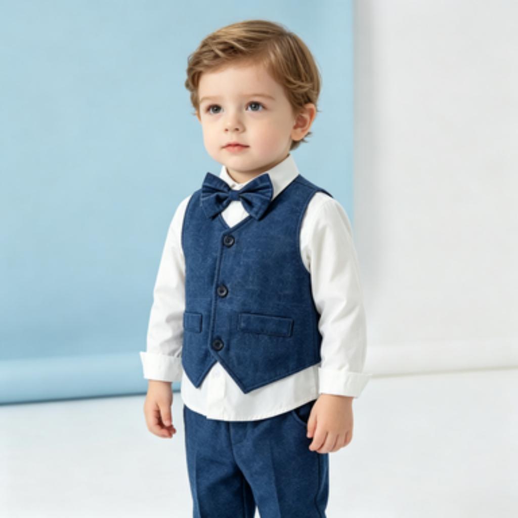 Kleinkind Junge Kariertes Westen-Set für Geburtstagsfeier Outfit Gentleman