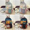 Lightweight Dualcolor Nylon Backpack With Shoulder Padding And Letter Pattern For Daily Travel