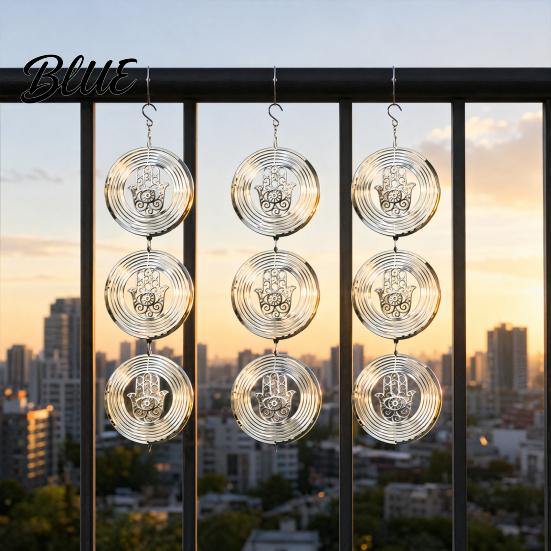 Rotating Garden Sculpture Hand Devil Wind for Spinner Bird Deterrent Outside Hamsa Eye 3D Spinner Stainless Steel Reflective Scare