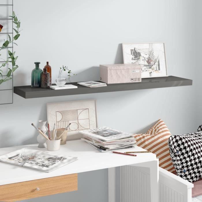 VidaXL Étagère murale flottante Gris brillant 120x23,5x3,8 cm MDF