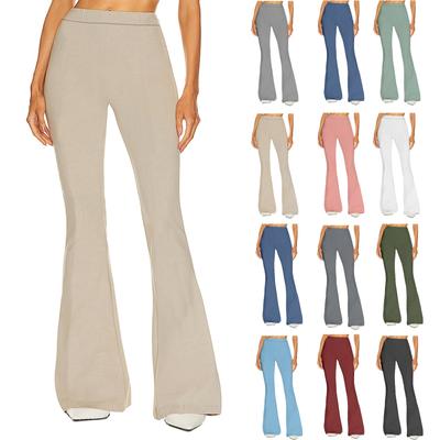 Women's Fashion Casual Plus Size Solid Color Elastic High-Waisted Flared Casual Pants