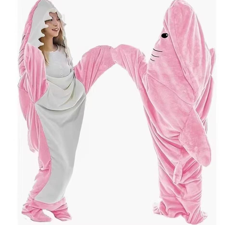 Shark Blanket for Adult Wearable Winter Warm Blanket Hooded Playsuit Onesie Funny Sleeping Bag for Slumber Party