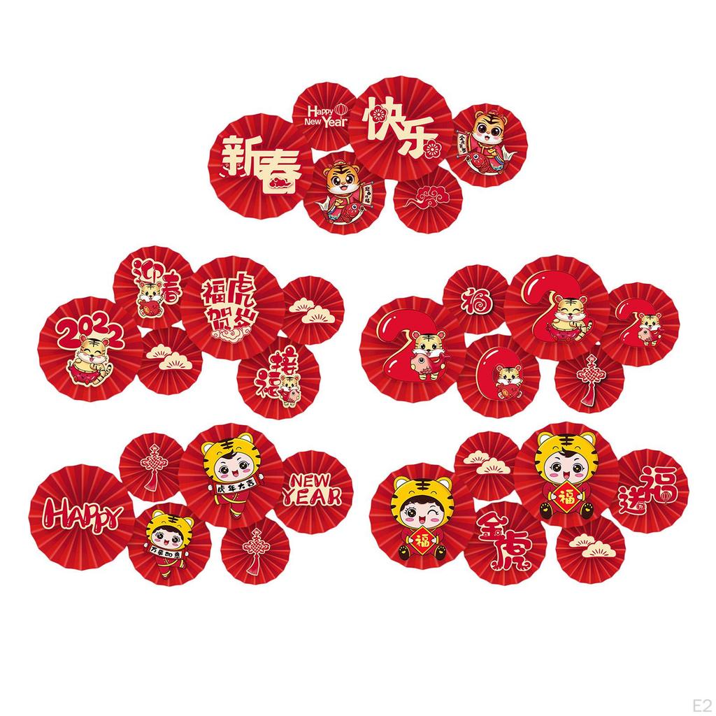 6Pcs Scene Layout for Shopping Mall Living Room Ornaments Spring Festival Paper Fan Flowers