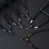 Schwarze Perlenkette mit quadratischem Anhänger für Herren Trendige Accessoires am Halsband 2023 Mode Männliches Geschenk Dekoration