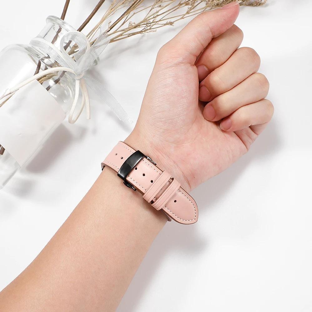 Genuine Leather Strap for Google Pixel Watch/Pixel Watch 2 Metal Butterfly Buckle Band Replacement Bracelet Watchband Accessories for Pixel Watch