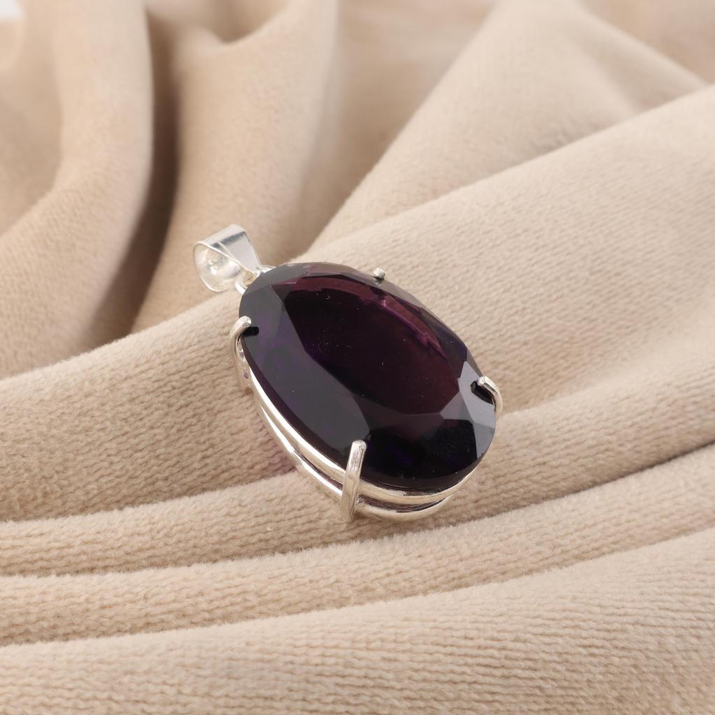 Amethyst Gemstone 925 Sterling Silver Handmade Pendant, February Birthstone Gift, Women Silver Jewelry PP-64-12