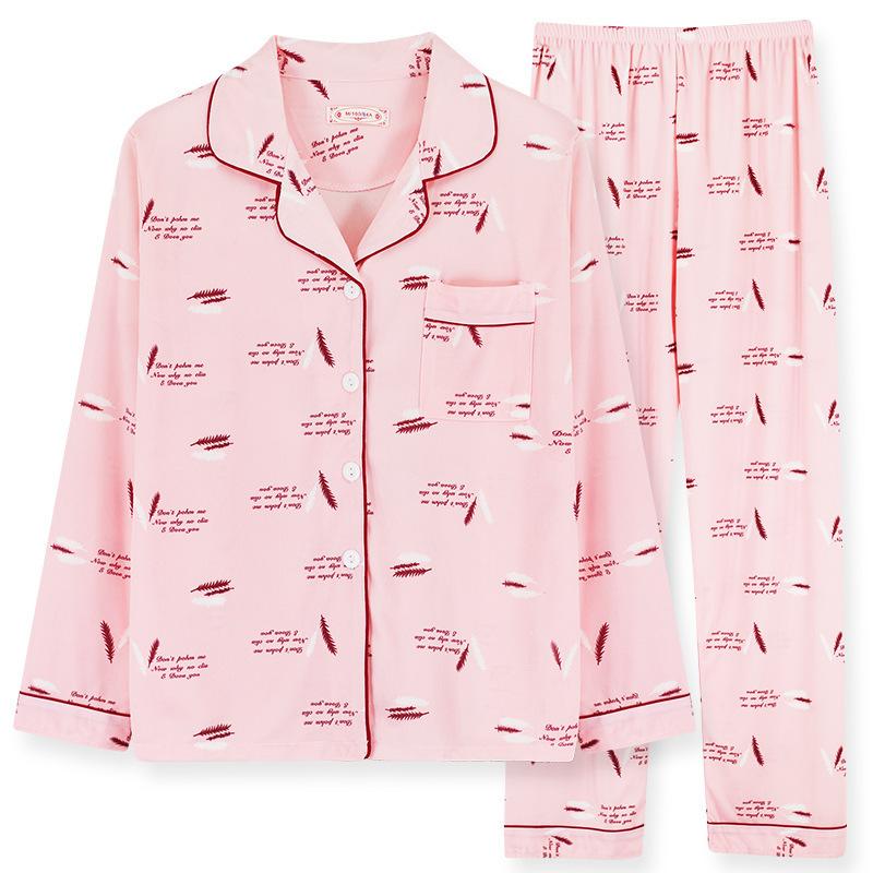 Women's Spring Autumn Home Furnishing Pajamas Sleepwear Set Long Sleeve Pants Set Casual Breathable Sleep Home Furnishing