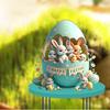 Easter Bunny Garden Stakes Outdoor Decor, 2D HD Printing Acrylic Rabbit & Colorful Eggs Ornaments with Weatherproof Design, Easy-Insert Spike