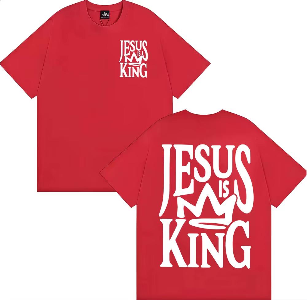 Jesus Is King Oversized Vintage Christian Print Unisex Gothic Retro Soft Cotton Crew Neck Unisex And Unisex Comfortable TShirt