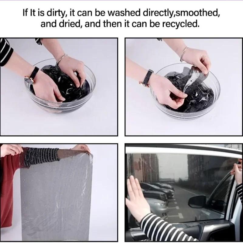 A Pair Sun Block Film Anti-UV Car Static Sunshade Stickers Window Glass Sunscreen Curtain Insulation Sunroof Solar Film Shade