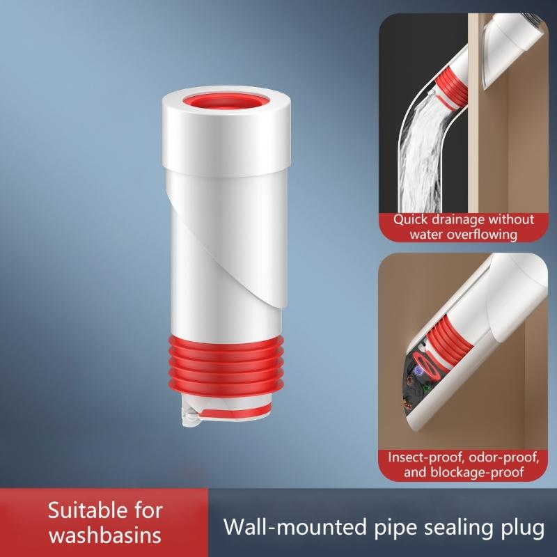 Wall Drainage Seal Plug 50mm PVC Pipe Odor Barrier Plug Bathroom Sink Drain Cover 45 Degree Sealing Plug Rings