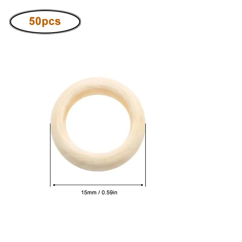 15-100mm Natural Unfinished Solid Wood Rings Smooth Wood Circles for DIY Craft, Ring Pendant Connector, Jewelry Making and Decor