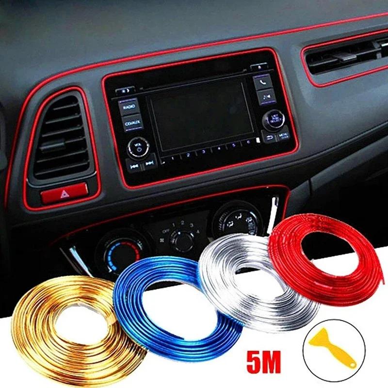 Universal Car Moulding Decoration Flexible Strips 5M Interior Auto Mouldings Car Cover Trim Dashboard Door Car-styling