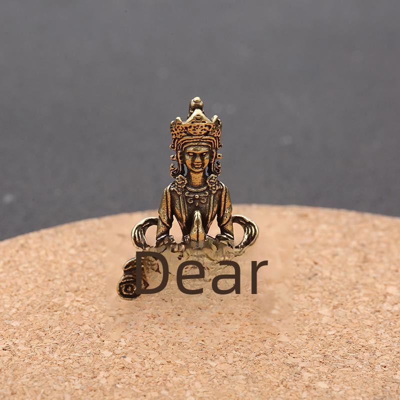 Retro mosazná klíčenka se sochou Buddhy: Feng Shui bronzový přívěsek ornament pro domov