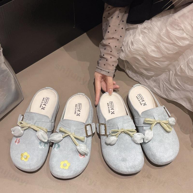Fashion Women's Platform Half Slippers 2025 Summer Autumn Fashion Vintage Slip on Sandals Comfortable Fashion Buckle Strap Casual Shoes