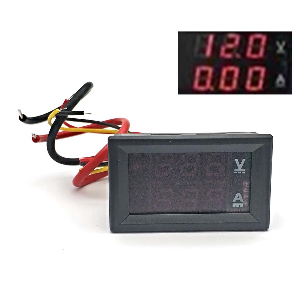 DC0-100V 10A 50A 100A Voltmeter Ammeter Red Blue LED Amp Dual Digital Volt Meter Gauge 0.28'' LED Display 50A 100A Diverter