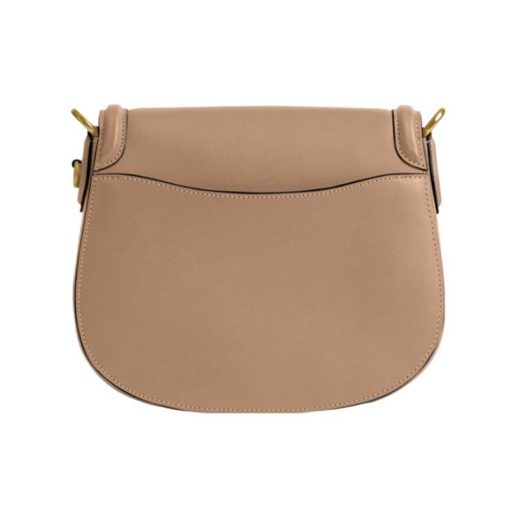 New COACH Beat Tanned Leather Saddle Bag, Shoulder Bag, Crossbody Bag Medium Women's Taupe C3738-B4TP
