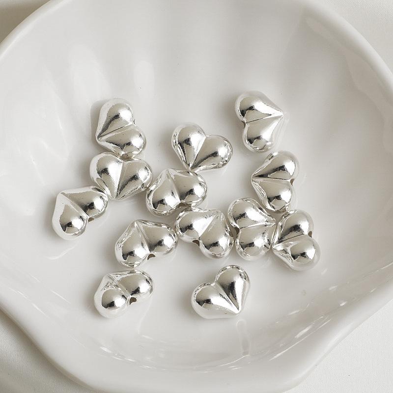 14K Gold Filled Heart Peach Bead Spacers, Frosted Heart Crystal Bracelet DIY Jewelry Accessories