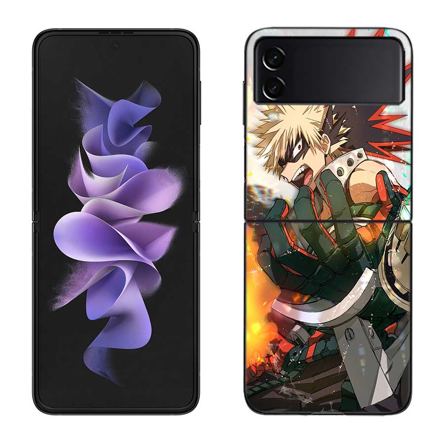 My Hero Bakugou Katsuki Phone Case For Samsung Z Flip 7 6 5G Galaxy Z Flip 5 4 3 Black Hard Cell Cover Luxury PC Shell Coque