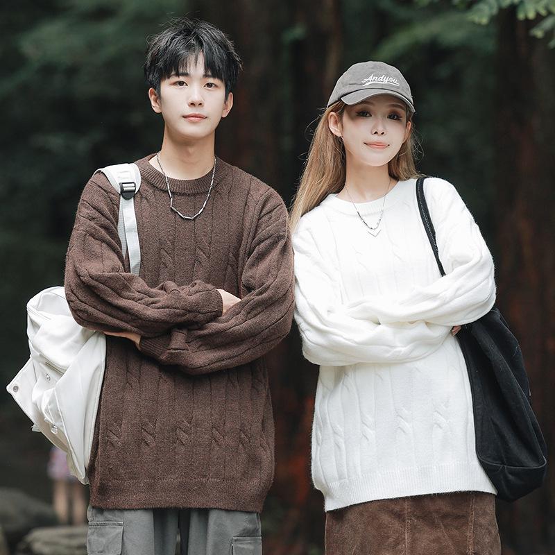 2026 Jugend Japanischer Stil Grobstrick Lockerer Pullover für Herren - Herbst/Winter Langarm Rundhals Trendige Partner Strickware