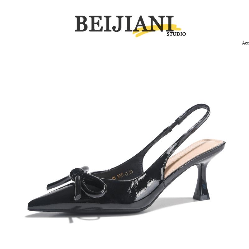BEIJIANI Bow Pointed Stiletto Heel Closed-Toe Women's Single-Strap Sandals