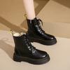 Womens Boots Plush Warm Winter Boots Fashion Casual Leather Boot Lace Up Women Ankle Boots Outdoor Non Slip Oxford Platform Boot