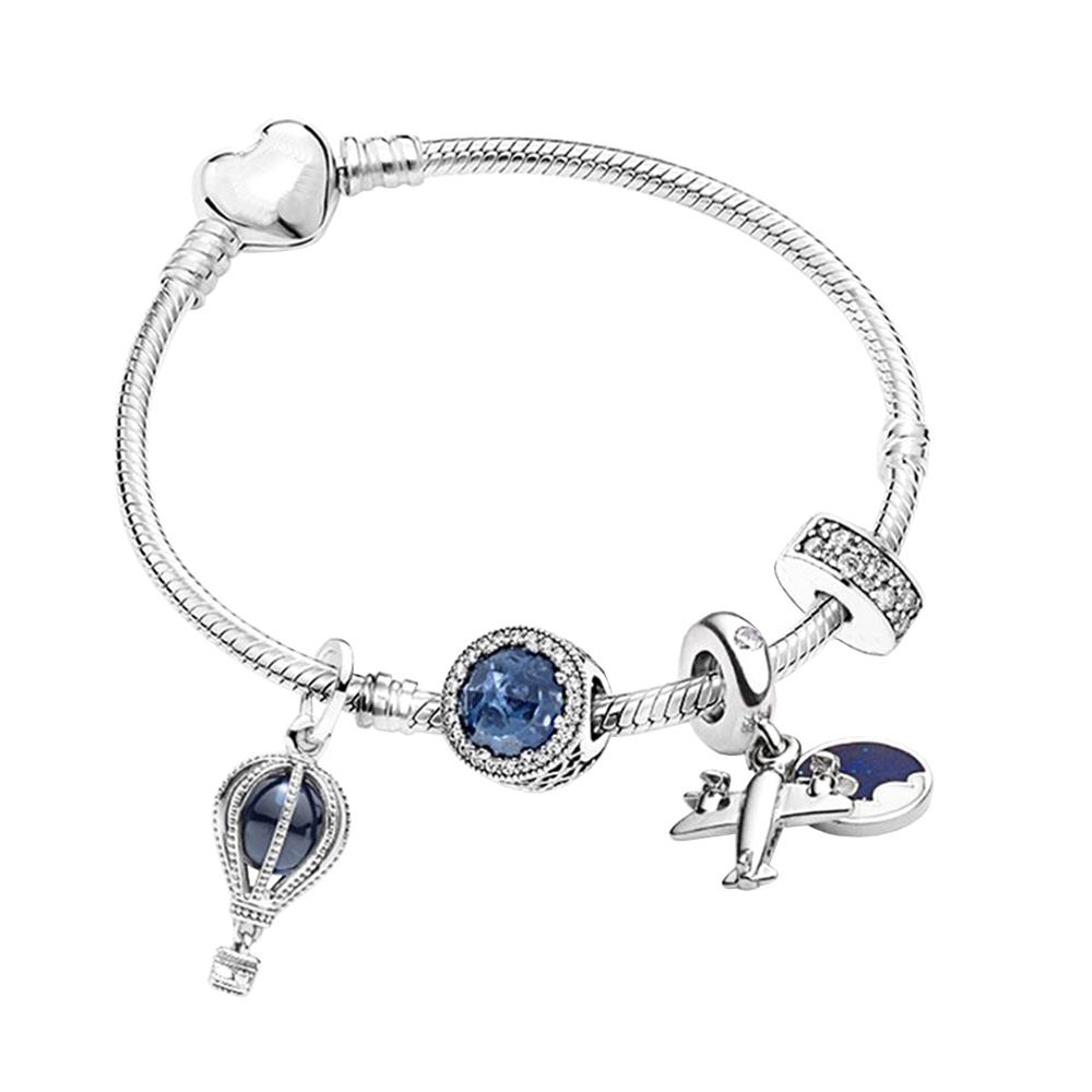 

S925 серебристо-синий фэнтезийный браслет-цепочка со змеиной тематикой для путешествий, подходит для Шарма DIY для женщин, модные украшения на день рождения, подарки 20cm