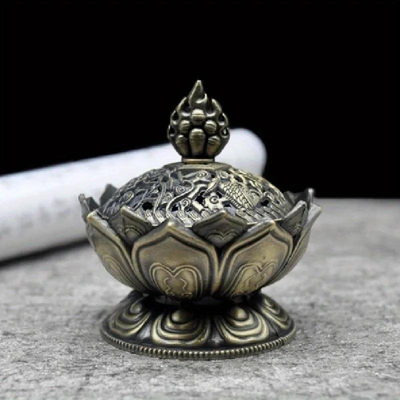 

Цветок лотоса курильница буддизм Будда держатель латунь мини-курильница из сандалового дерева благовония металлическое ремесло украшение дома бронзовый