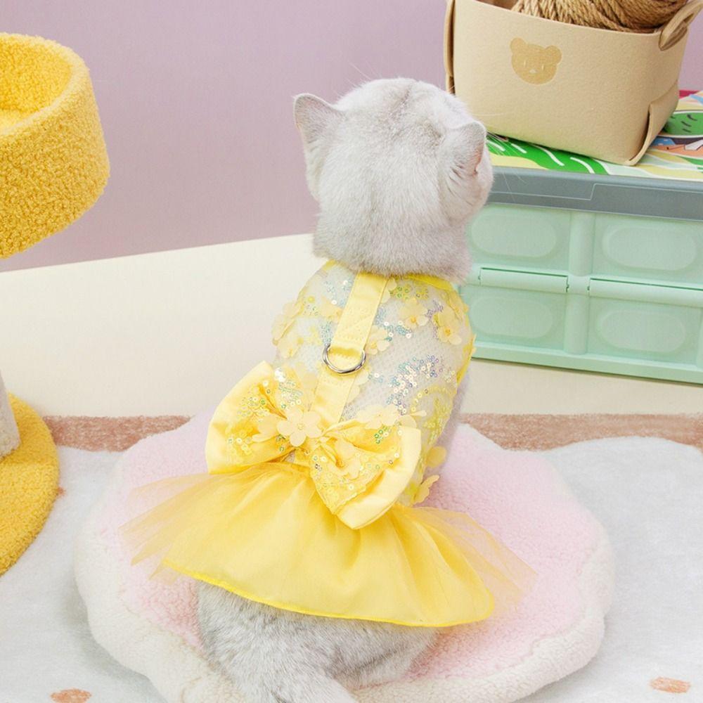 Soft Summer Pet Princess Skirt Sweet Dog Vest Harness Cat Apparel Dog Dress  Spring