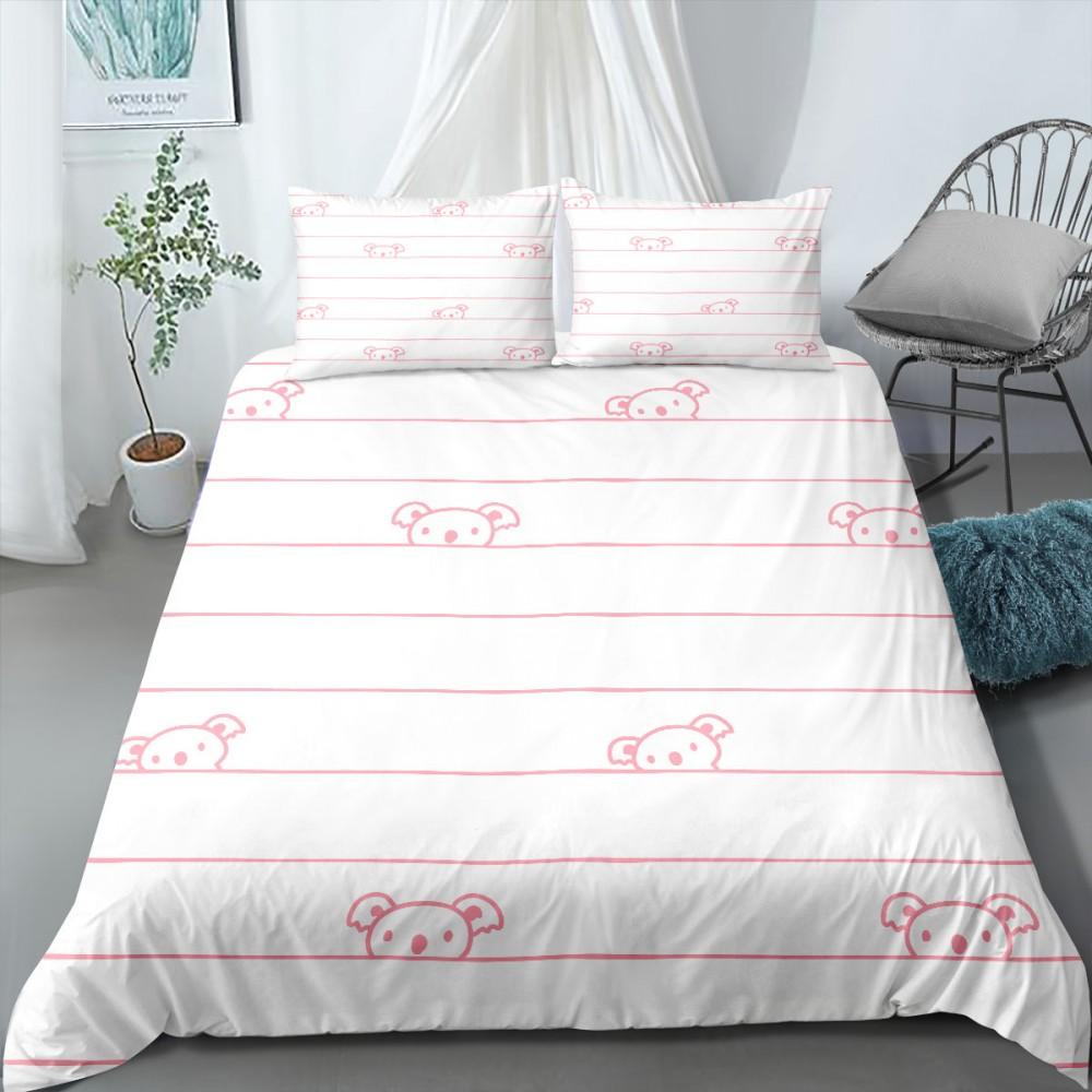 3D Koala Duvet Cover Set Microfiber Cartoon Leaves Baby Bear Australian Wildlife Themed  Bedding Set Queen Size Comforter Cover