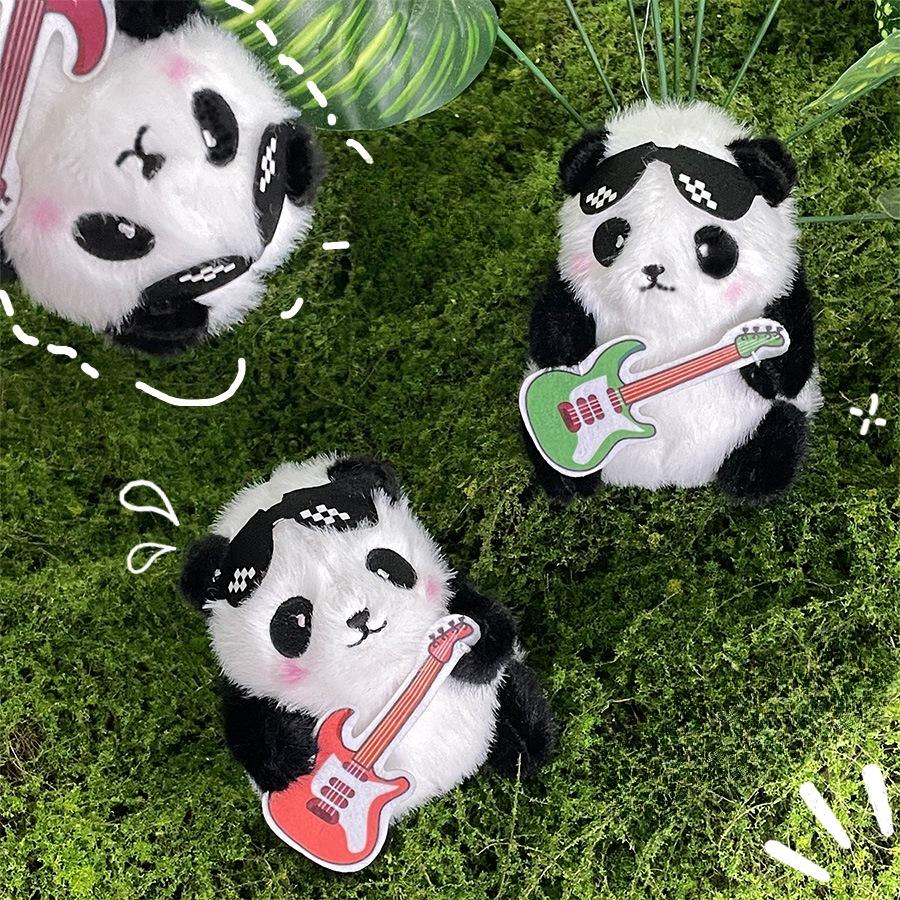 

Cute Ins Panda Guitar Dolls Funny Dolls Schoolbag Pendant 4 inch