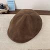 New Suede Forward Hat for Women In Autumn and Winter All Match Large Head Circumference Beret Small Reverse Faced Painter's Hat