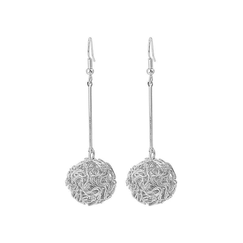 Personalized And Creative Hollow Wire Ball Woven Earrings, Exaggerated Fashion Metal Geometric Earrings, Earrings
