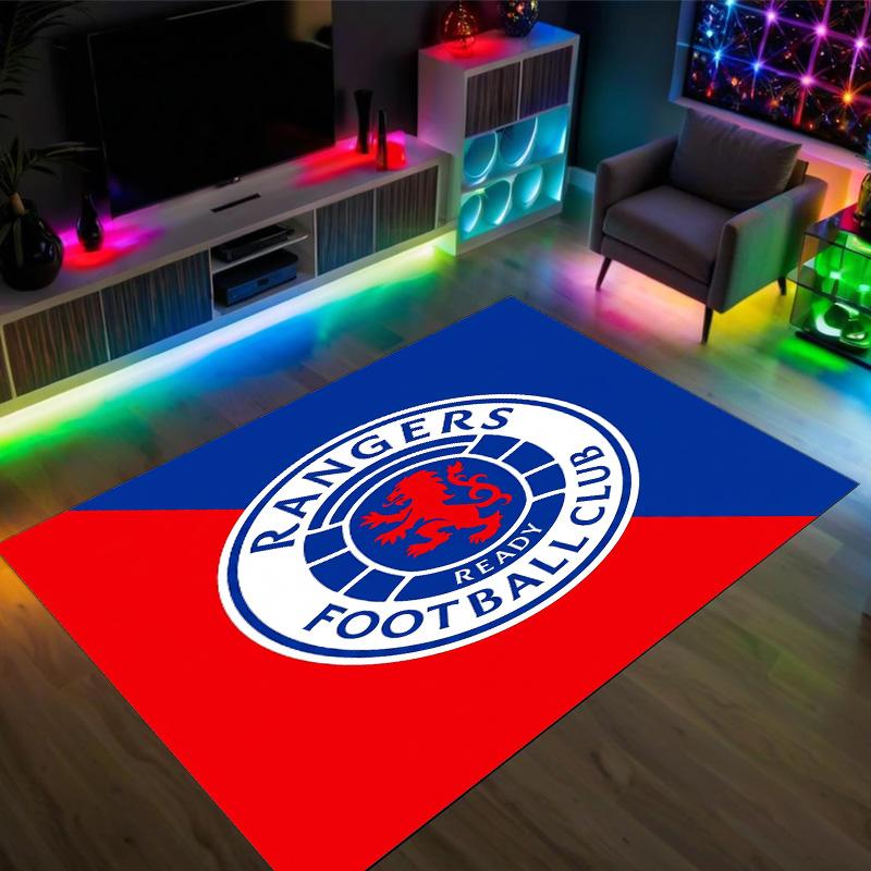 Rangers FC Design Crystal Velvet Carpet Cozy Non?Slip Printed Rug For Bedroom Living Room Entrance