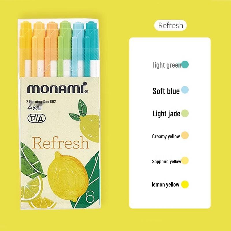 Munami Live Color 04043 Double-Ended Water-Based Fluorescent Journal Pen Chisel Tip