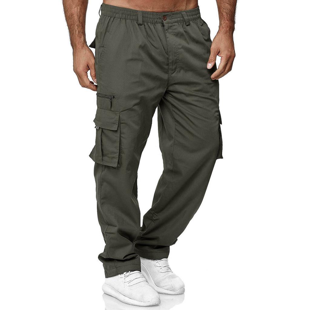Spring and Autumn Men's Casual Multi-pocket Loose Straight Tooling Trousers Outdoor Trousers Fitness Pants