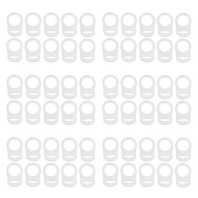60 Pcs Button Silicone Ring Mam Pacifier Holder Mannequin Clip Adapter Transparent