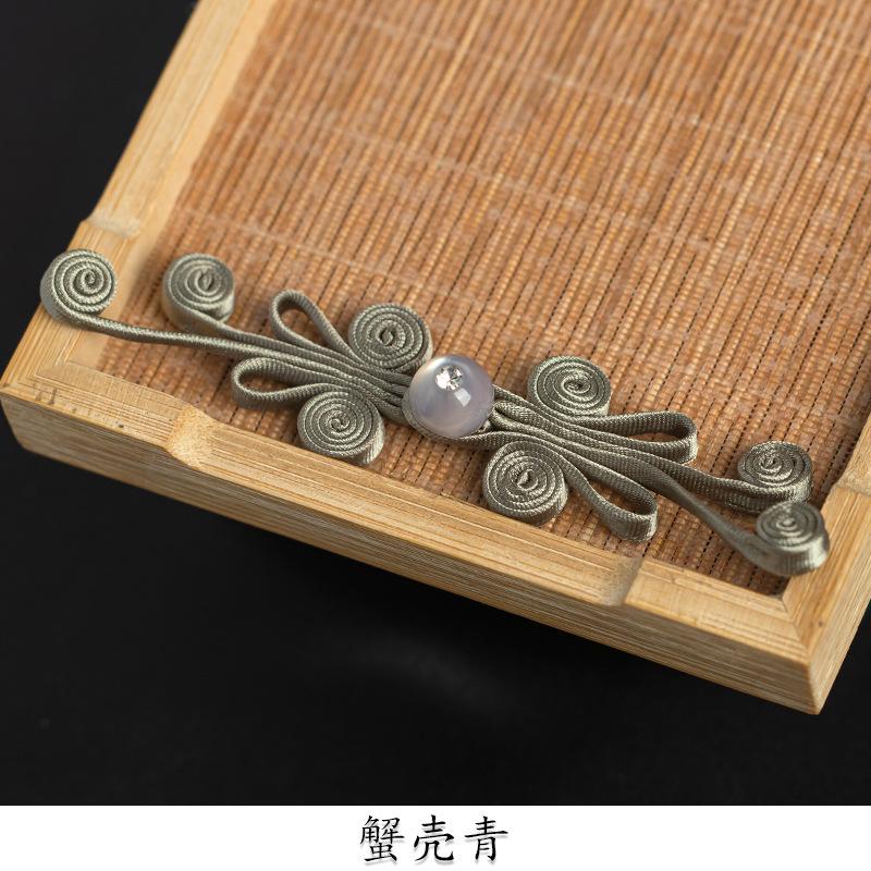 5 Pair New Chinese Hanfu Plate Button Jade Bead Four Wel Butterfly Button Chinese Style Hand Woven Button Qipao Decorative