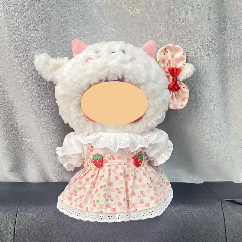 [Cloth Only] Cute Cartoon Fashion Doll Clothes for Plush Dolls, Strawberry-full Dress Set.