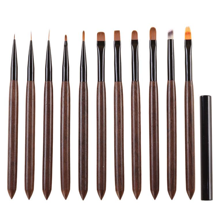 Japanese Sandalwood Nail Art Round Liner & Builder Gel Brush Set