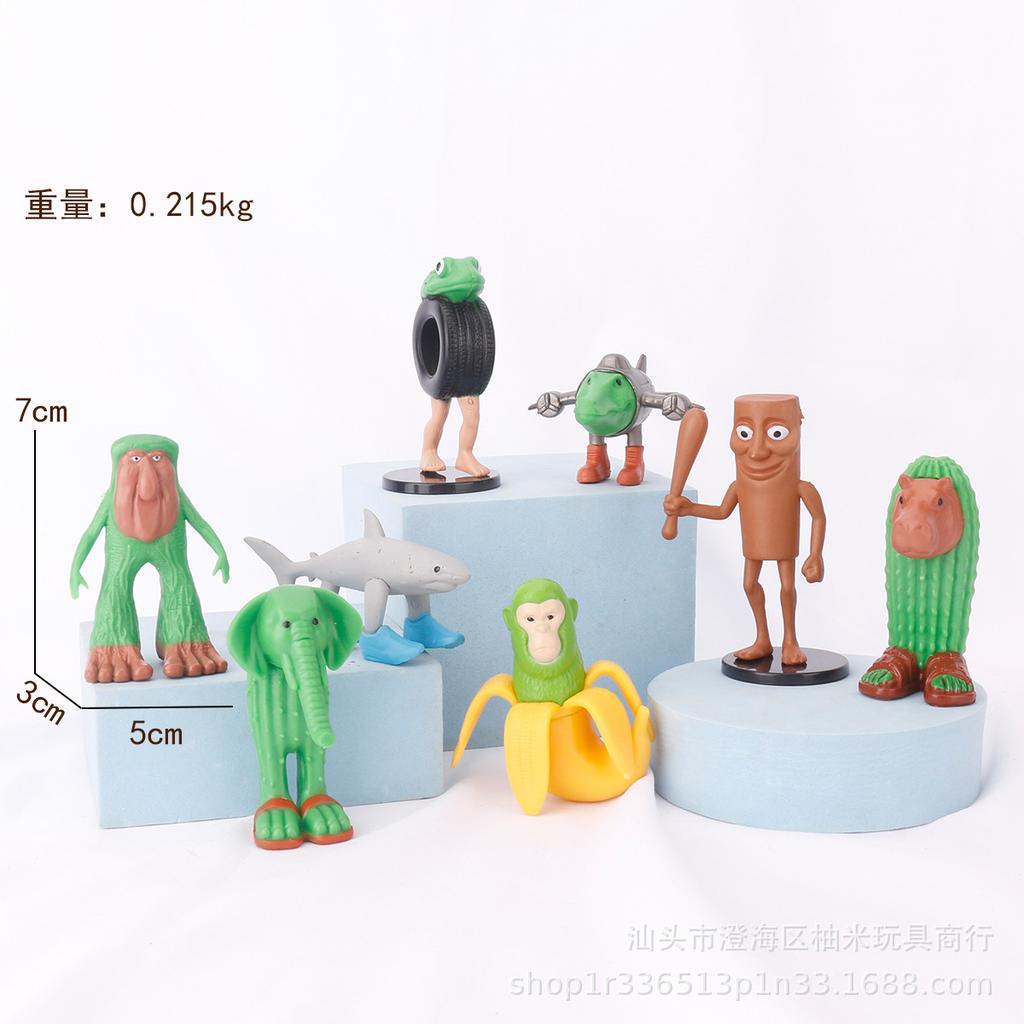 AI Mountain and Sea Pass Tung Tung Sahur Figurine din Lemn Sunt Toate Ornamente Jucării Abstracte de Tip Bloc de Construcție