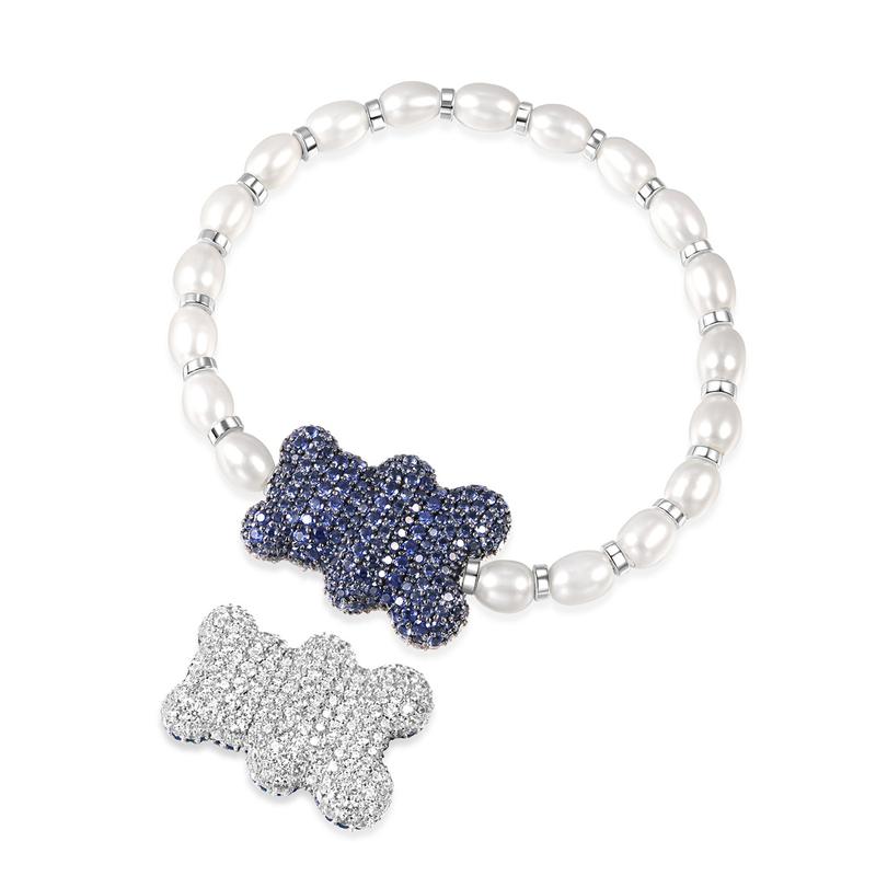 APM Monaco Bracelet [Romantic Confession] YUMMY Series Bear Pearl Light Luxury Elegant High-end Jewelry 925 Silver Blue/Silver S Endless Love