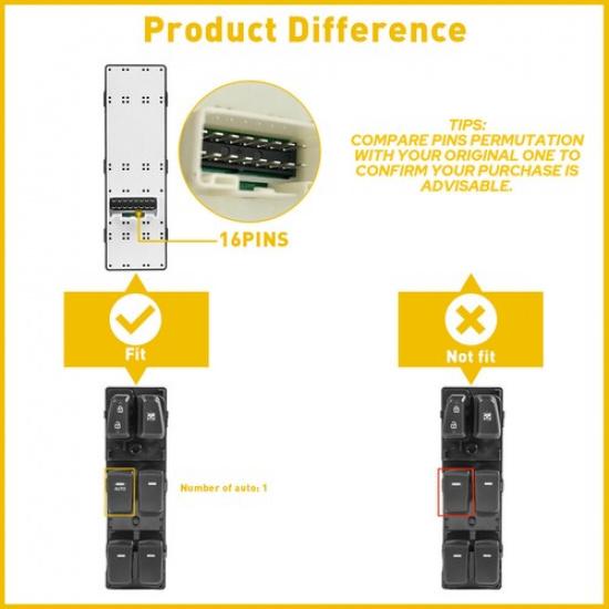 Front Left Driver Side Power Window Master Switch for Hyundai Sonata 2011-2015 A