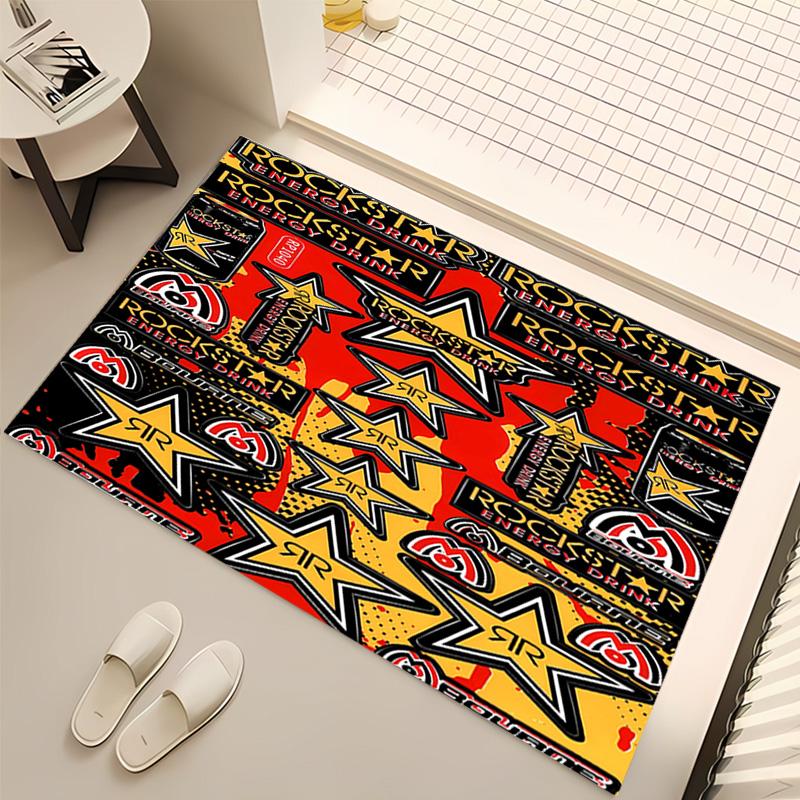 1pc Rockstar logo Print Area Rug - Soft, Washable Non-Slip Indoor Mat, Living Room, Home Office Decorative Rug,Office Decorative